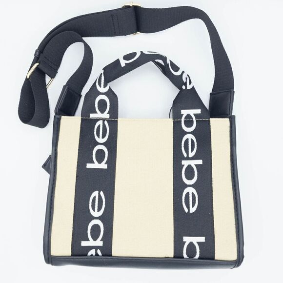 Bebe Hana Canvas Top Handle Crossbody Beige - Picture 5 of 5